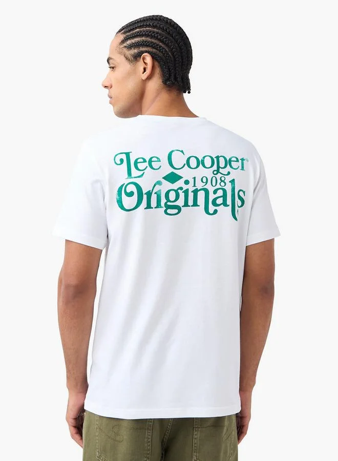 Lee Cooper Graphic Print Crew Neck T-shirt with Short Sleeves