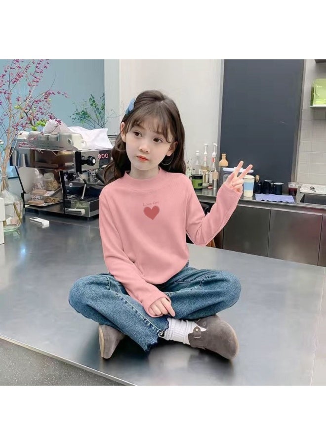 Girls' Double-sided Velvet Half Turtleneck Bottoming Shirt Autumn And Winter New Style Medium And Large Children's Warm Inner Top Trendy - Image 1