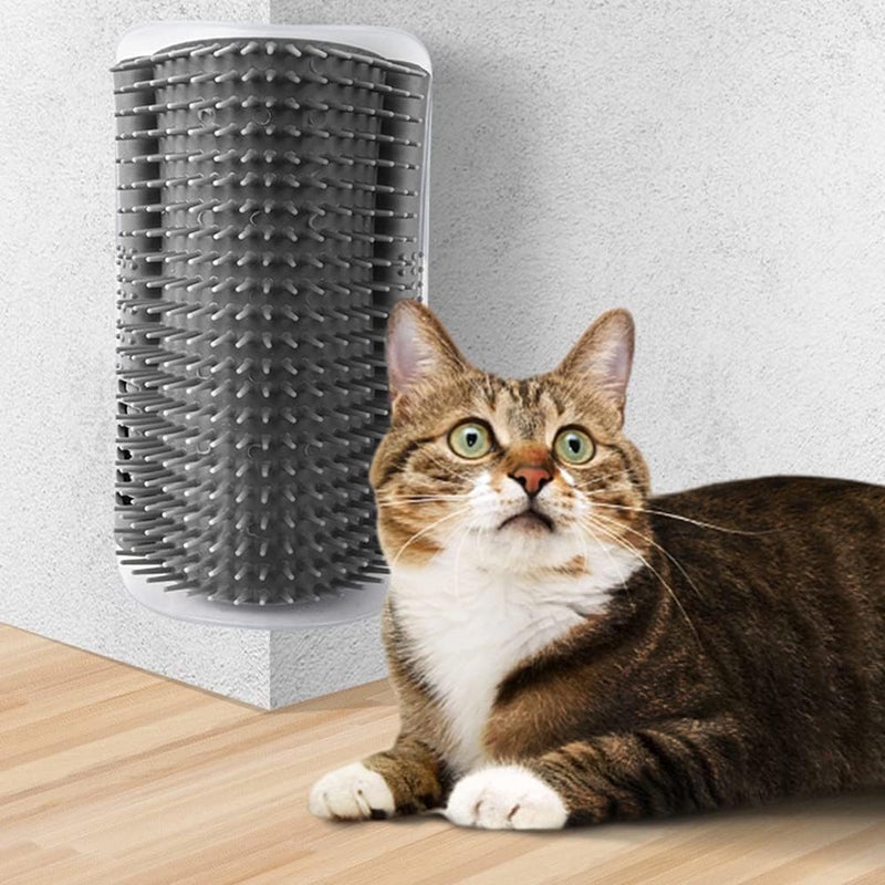 Pups&Pets Cat Self Groomer with Catnip, Dog Cat Corner Groomer,Wall Corner Scratcher Comb,Grooming M - Image 1