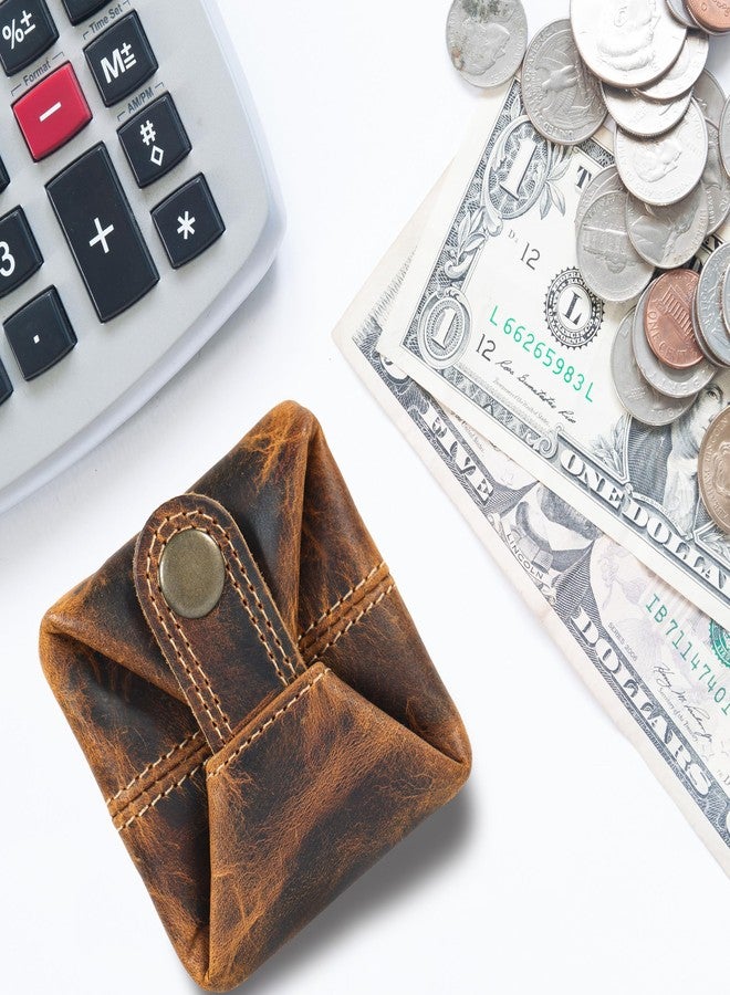 LEATHER TOWN Leather Coin Pouch - Compact Change Holder and Mini Pocket Wallet for Men & Women (Antique Brown) - Image 5