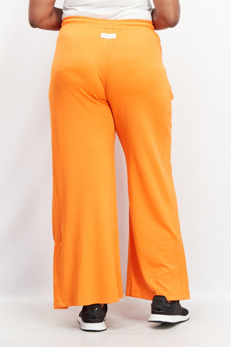 TRIBE OF 6 Women Regular Fit High Waist Wide Leg Track Pants, Orange - Image 2