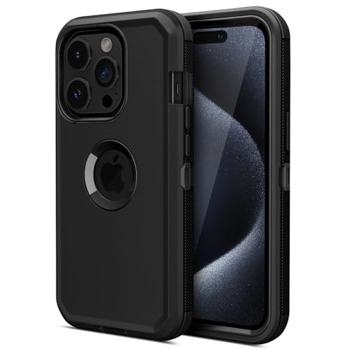 Jiunai for iPhone 15 Pro Max Case Heavy Duty Drop Protection Screenless Dual Layer Shockproof Sports Rugged Bumper Dust Proof Cell Phone Case for iPhone 15 Pro Max 6.7'' 2023 Released - Black - Image 1