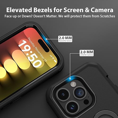 Jiunai for iPhone 15 Pro Max Case Heavy Duty Drop Protection Screenless Dual Layer Shockproof Sports Rugged Bumper Dust Proof Cell Phone Case for iPhone 15 Pro Max 6.7'' 2023 Released - Black - Image 4