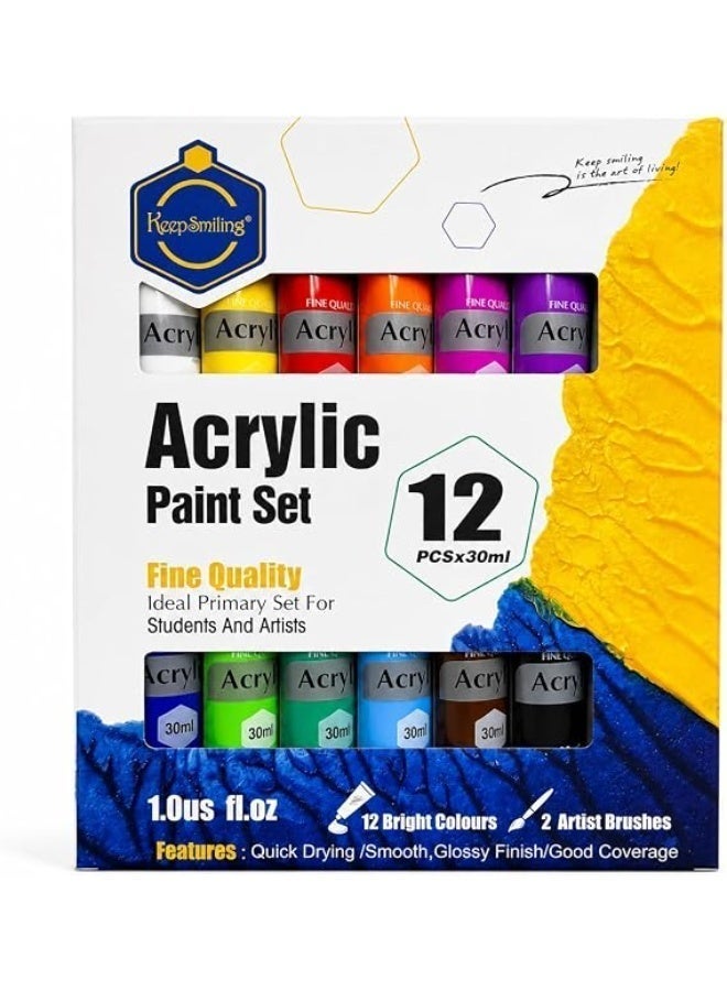 Keep Smiling Acrylic Paint Set 30ml Set of 12 - Image 1