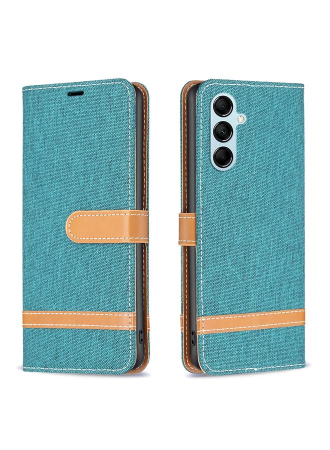 S-TOP Case For Samsung Galaxy M14 5G Color Block Denim Texture Leather Phone Case - Image 1