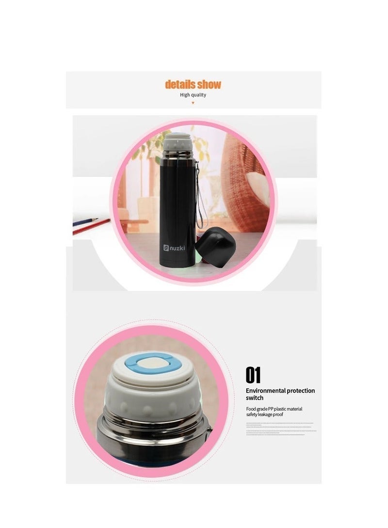 nuzki STEEL – Water bottle(500ml )Steel Vacuum Insulated Flask, Leak-proof, BPA-free Double Walled Thermal Mug for Coffee for Hot or Cold Drink - Image 5