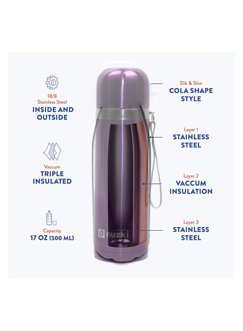 nuzki STEEL – Water bottle(500ml )Steel Vacuum Insulated Flask, Leak-proof, BPA-free Double Walled Thermal Mug for Coffee for Hot or Cold Drink  - Image 4