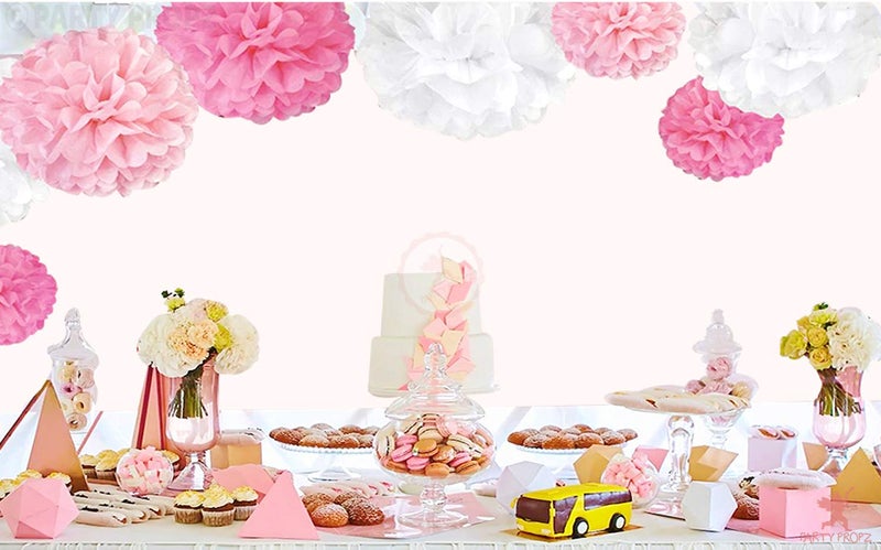 Party Propz Pom Pom For Birthday Decoration - 9Pcs Birthday Decorations Items For Girls | 1st Birthday Decoration Girl | Birthday Decor | Pom Pom Birthday Decoration | Birthday Girl Decoration Items | Birthday Decoration Items For Girls** - Image 5