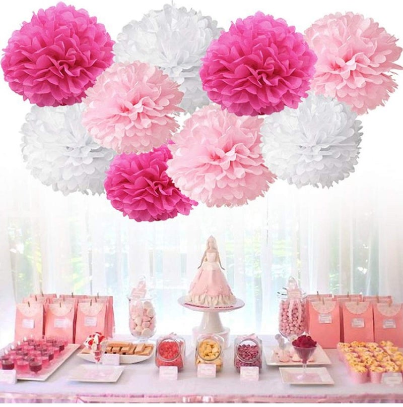 Party Propz Pom Pom For Birthday Decoration - 9Pcs Birthday Decorations Items For Girls | 1st Birthday Decoration Girl | Birthday Decor | Pom Pom Birthday Decoration | Birthday Girl Decoration Items | Birthday Decoration Items For Girls** - Image 1