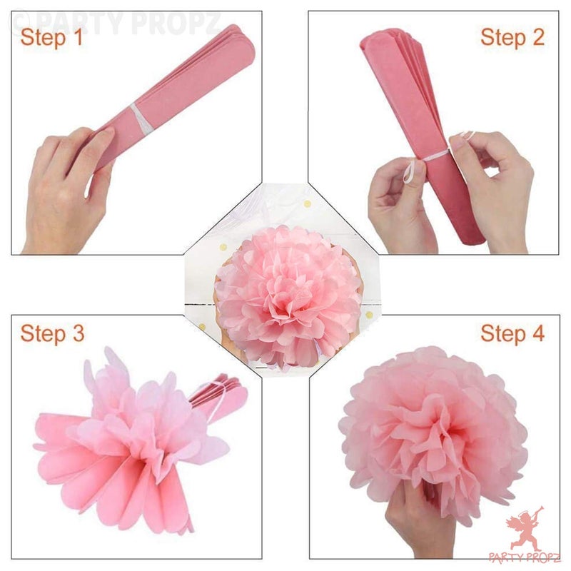 Party Propz Pom Pom For Birthday Decoration - 9Pcs Birthday Decorations Items For Girls | 1st Birthday Decoration Girl | Birthday Decor | Pom Pom Birthday Decoration | Birthday Girl Decoration Items | Birthday Decoration Items For Girls** - Image 3