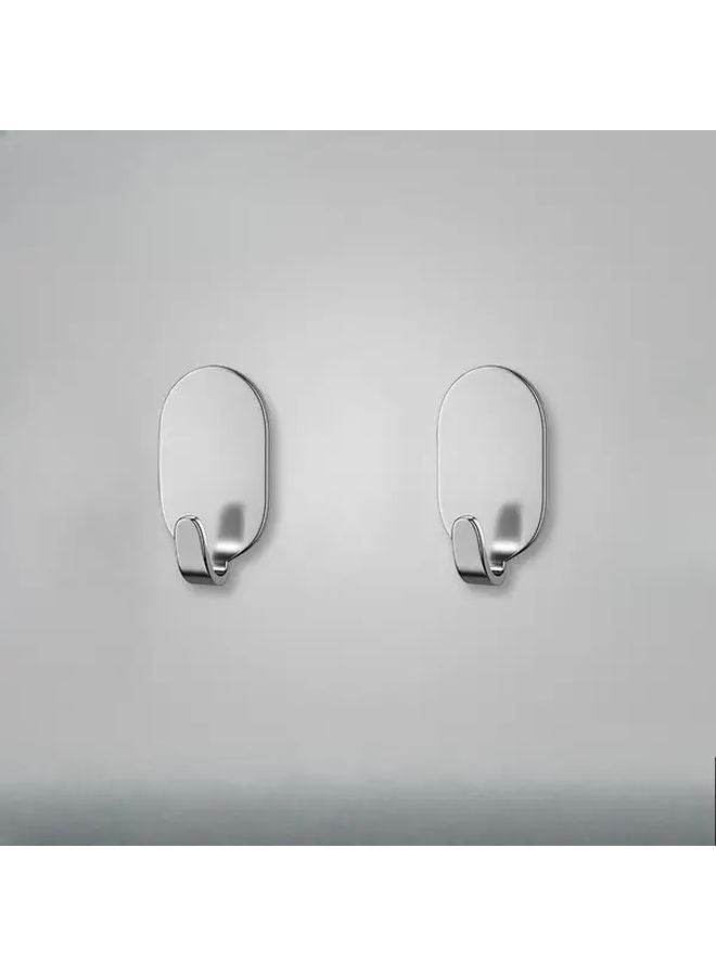 2pcs Heavy Duty Stainless Steel Wall Mounted Hooks No Drill Adhesive Installation - Image 1