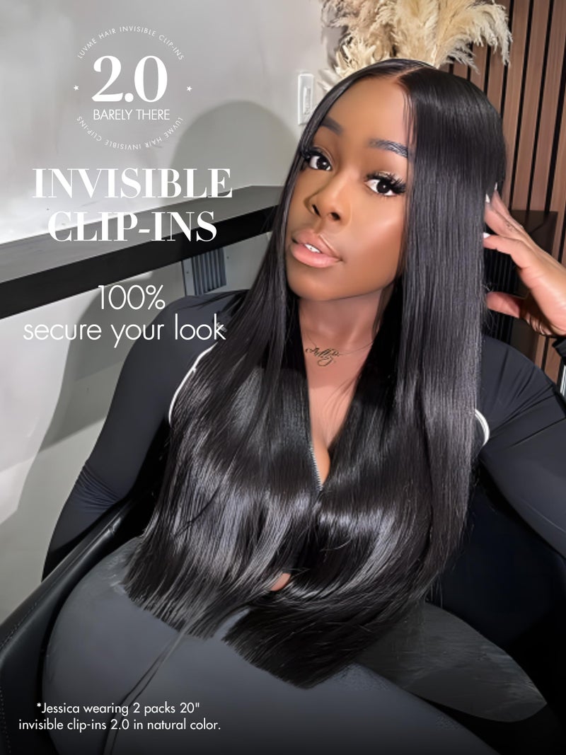LUVME Invisible Silky Straight Clip in Hair Extensions Real Human Hair for Women, 16 Inch 110g 6Pcs, Remy Hair Clip Ins, Invisible Clip Ins for Daily Wear & Special Occasions - Image 2