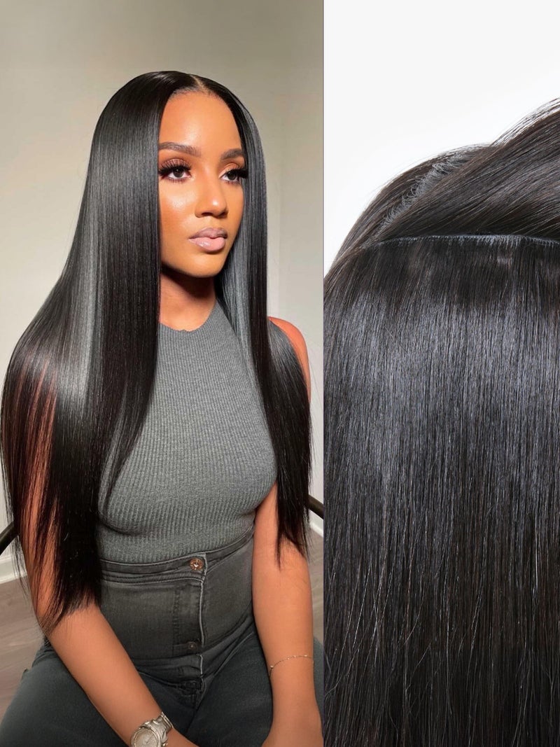 LUVME Invisible Silky Straight Clip in Hair Extensions Real Human Hair for Women, 16 Inch 110g 6Pcs, Remy Hair Clip Ins, Invisible Clip Ins for Daily Wear & Special Occasions - Image 1