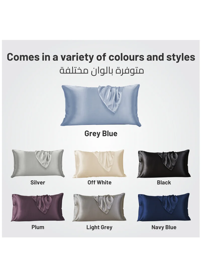 Donetella Satin Pillowcases 2-Pcs Soft And Silky Pillow Cover For Hair And Skin Care With Envelope Closure (Without Pillow Insert),Grey Blue