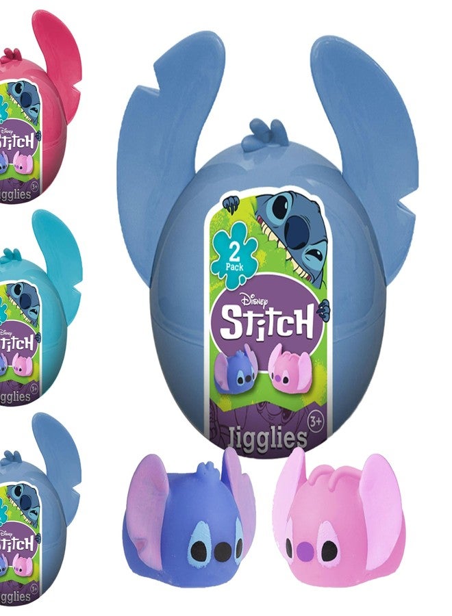 JA-RU Disney Stitch Jiggly Squishy Surprise UNbox Easter Egg | (1 Unit Assorted Color) with 2 Jigglies | Stretchy & Squeezy Sensory Fidget Toy | Includes Blue & Pink Stitch Figures. 7840-1 - Image 1