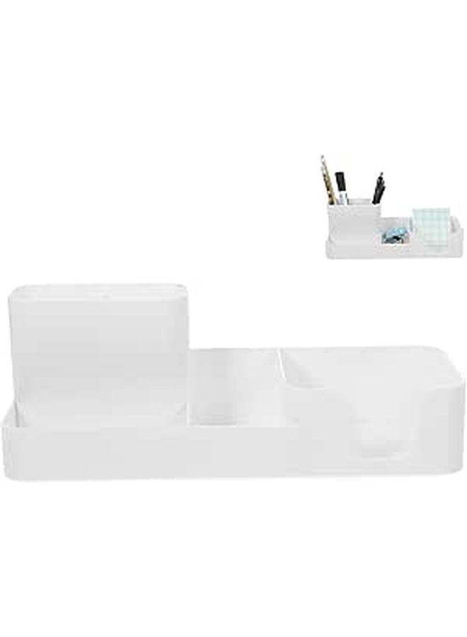 White Multifunctional Desk Organizer with Compartments - Image 1