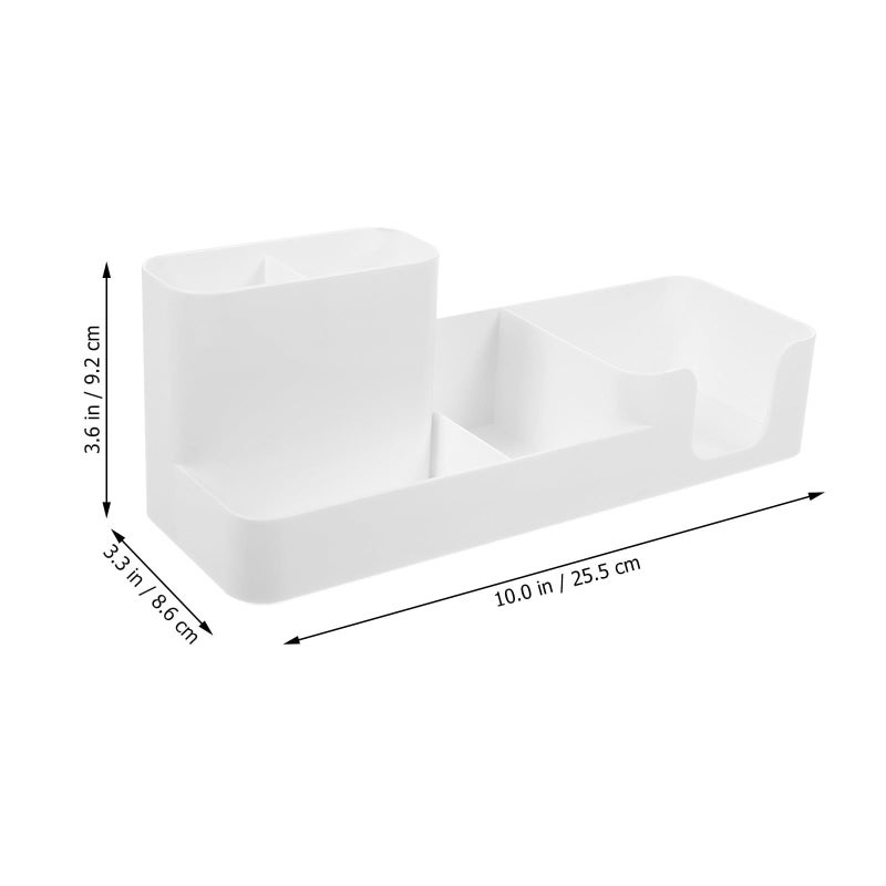 White Multifunctional Desk Organizer with Compartments - Image 3
