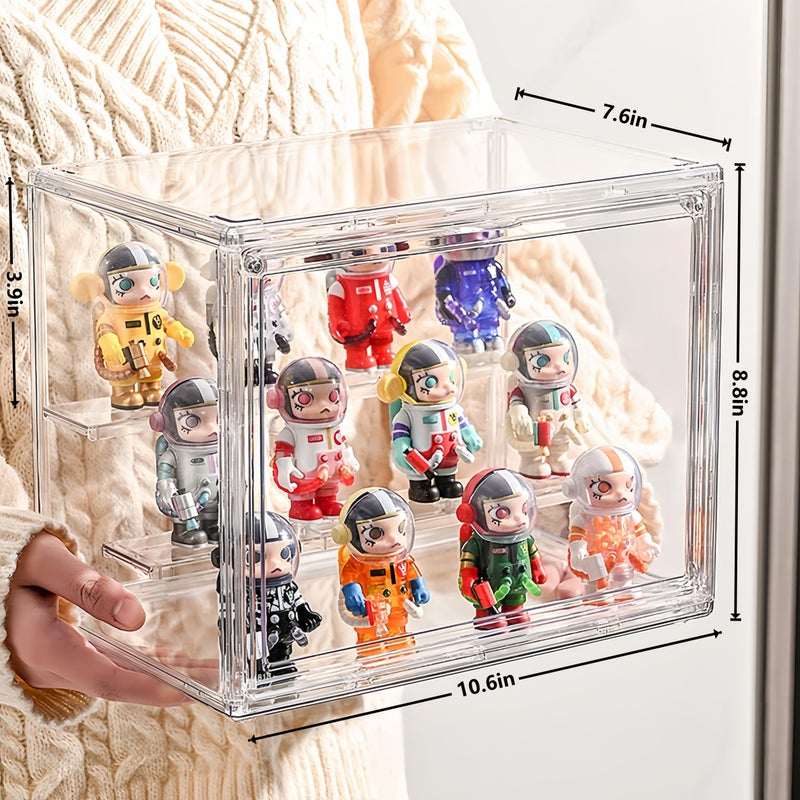 BFTDjanus Pop Figure Display Case - Vinyl Figures Display Case with Magnetic Door, Stackable Dustproof Showcase for POP! Bobblehead, Designer Art Toys - Adjustable Shelves (M 10.6''x7.6''x8.8'') - Image 2
