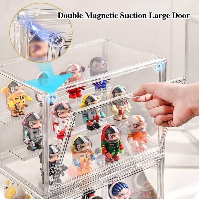 BFTDjanus Pop Figure Display Case - Vinyl Figures Display Case with Magnetic Door, Stackable Dustproof Showcase for POP! Bobblehead, Designer Art Toys - Adjustable Shelves (M 10.6''x7.6''x8.8'') - Image 5