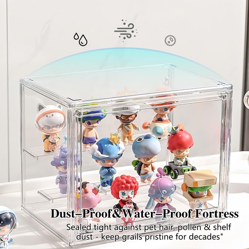 BFTDjanus Pop Figure Display Case - Vinyl Figures Display Case with Magnetic Door, Stackable Dustproof Showcase for POP! Bobblehead, Designer Art Toys - Adjustable Shelves (M 10.6''x7.6''x8.8'') - Image 4