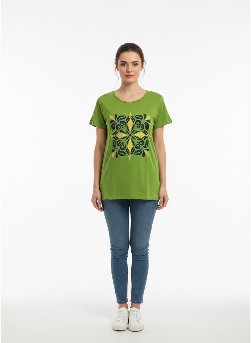 general Ladies T-shirt Blue Trend SS TA-AB21WNXTSNM040 - Image 2