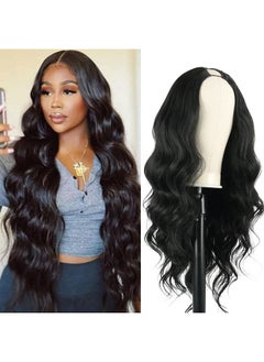 V Part Wig Body Wave U Part Wig Upgrade Half Wigs For Black Women Long Wavy Wig Synthetic V Part Wig U Part Wig Clip In Hair Extensions No Leave Out V Shape Wig 24Inch 1B