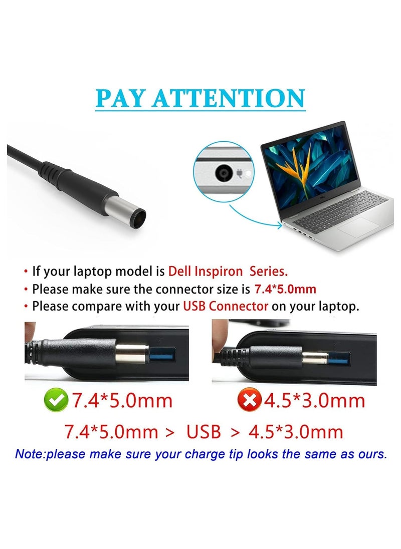Max Power - 130W 19.5V 6.7A 7.4mm Tip AC Adapter Laptop Charger for Dell Inspiron 15 7559 N7110 N5110 Precision M20 M60 M70 M90 M2400,Dell XPS 15 L502X 17 L702X,PA-4E DA130PE1-00 JU012 CM161 Power Supply Cord - Image 1
