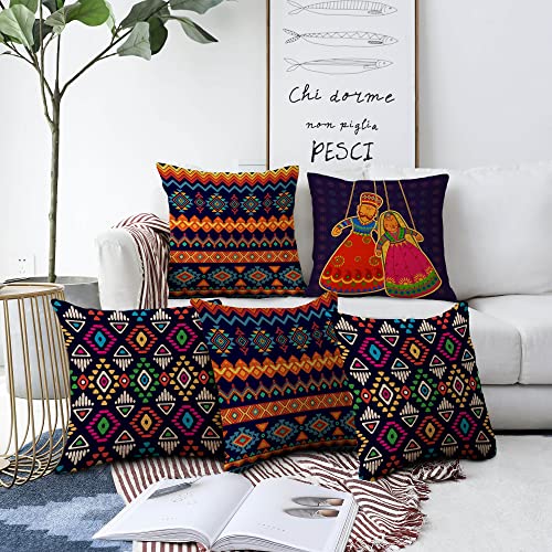 AEROHAVEN™ Set of 5 Decorative Hand Made Jute Throw/Pillow Cushion Covers - (18 x 18 Inches) - Image 1