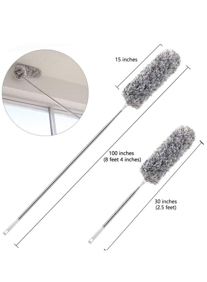 Ceiling Fan Duster with Stainless Steel extension Long Extendable Pole Washable Bendable Dusters for Cleaning, High Cobweb Wall Dusting Wet, Interior Roof - Image 2