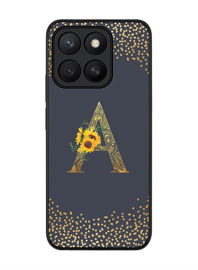 Stylizedd For Honor X8c Case,Slim fit Camera Protection, Shockproof Thin Phone cover  - Custom Floral Monogram - A  (Grey )