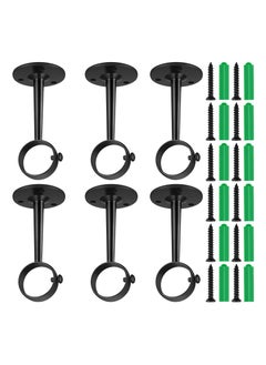 Y&D Curtain Rod Holders Socket with Matching Screws, Ceiling-Mount Adjustable 1-1/4 Inch for Home Kitchen Shelf Closet Shower Wall Window Room (Black, 6 Pieces)  - Image 1
