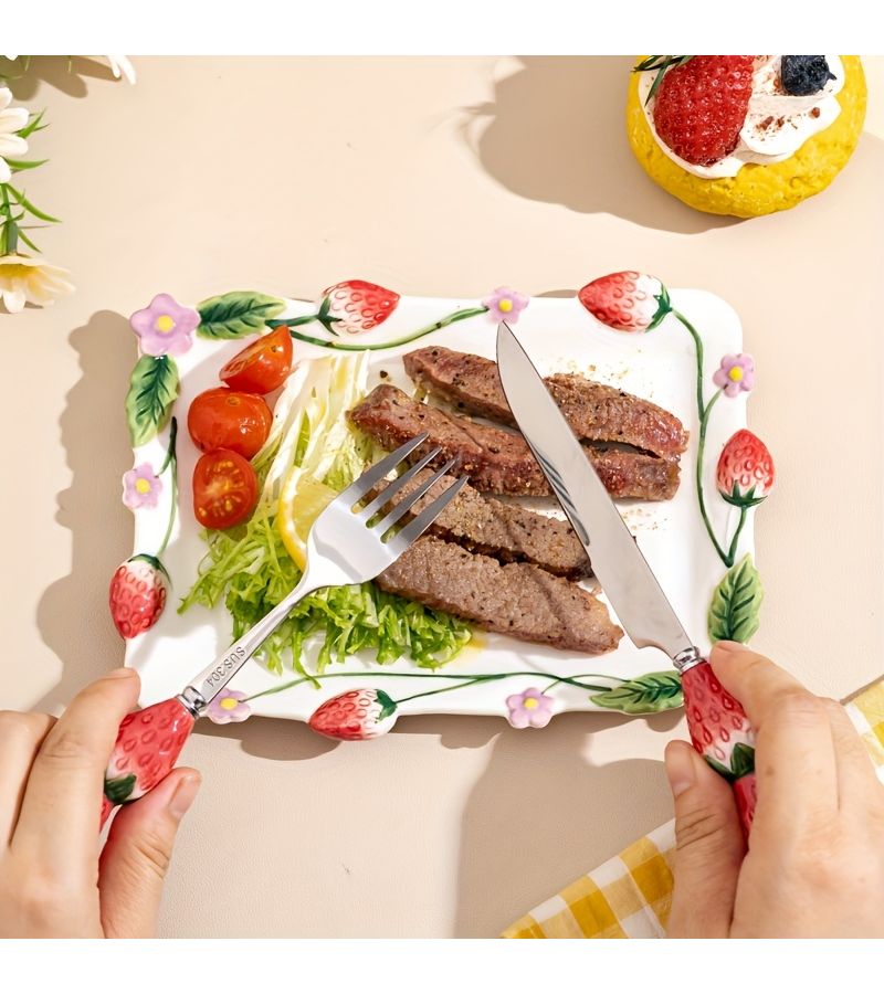 Ceramic Handle 304 Stainless Steel 3 Piece Cutlery Set Steak Knife Fork Spoon Kitchen Dining Tool - Image 5
