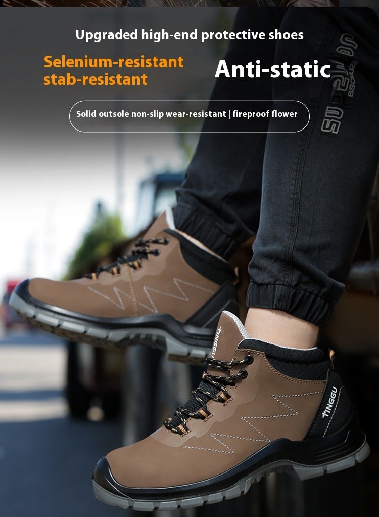 أحذية رجالية ذات أصابع فولاذية وخفيفة الوزن وآمنة ومريحة ومقاومة للثقب وأحذية عمل غير قابلة للتدمير وأحذية رياضية أنيقة. - Image 1