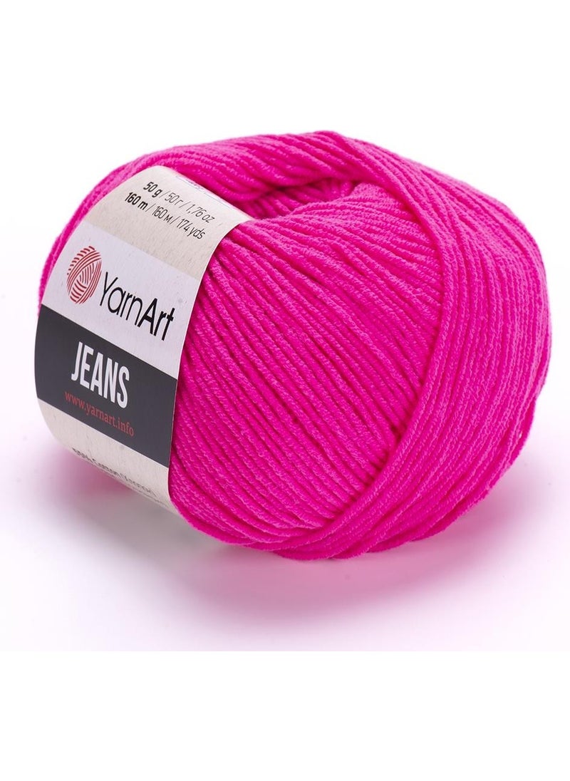 YarnArt Jeans Fuchsia Hand Knitting Yarn  - Image 1