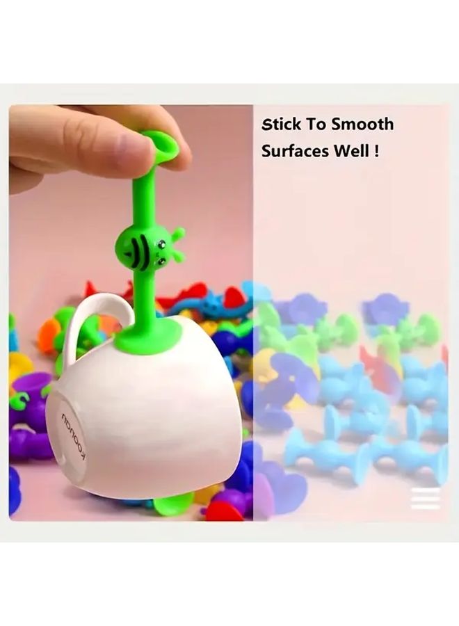 كتيبة النحل الصغير مكعبات ملونة متعددة الألوان 24 قطعة بأكواب شفط ألعاب حسية تعليمية للأطفال من عمر 3 سنوات - Image 5