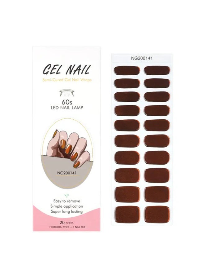 Semi-Cured Gel Nail Wraps – Salon Quality Manicure – 20 Strips + File + Wooden Stick – Easy Apply & Remove - Image 4