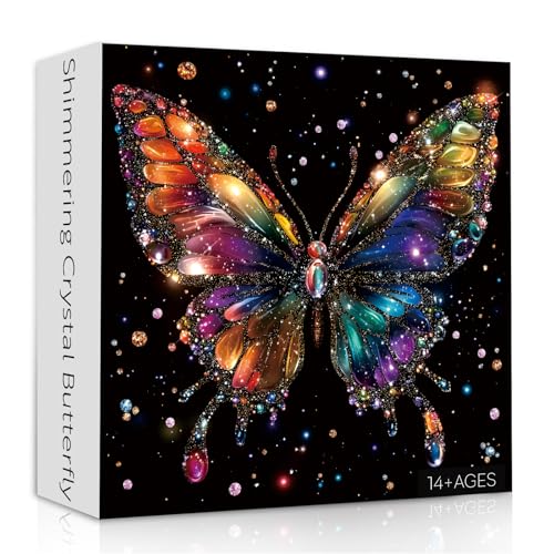 PPuzzling Butterfly Puzzles for Adults 1000 Pieces Rainbow Crystal Butterflies Jigsaw Puzzles with Shimmering Wings Challenging Coloful Animal Puzzles as Wall Art Decor - Image 1