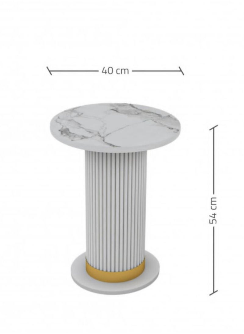 Luxury Coffee Table Set – 5 Pieces, with an Elegant White and Gold Design, White Marble Surface with Gold Accents, Main Table (80 cm Diameter, 49 cm Height) & Four Side Tables (40 cm Diameter, 54 cm Height). - pzsku/Z9D9F119B936DC221A8E5Z/45/_/1738535317/001b1441-e0ac-4cee-ac8a-640d0041bff3