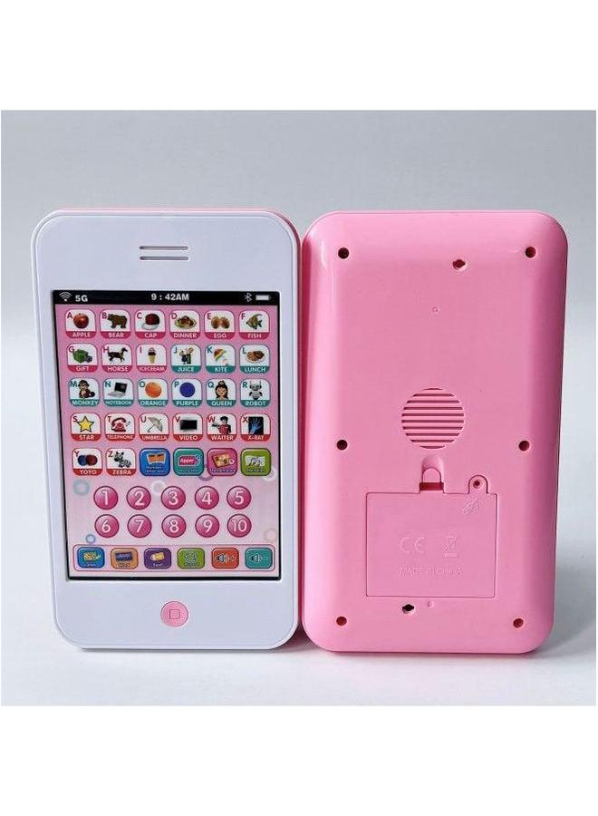 Hot Children's Touch Screen Large Simulation Mobile Phone English Enlightenment Early Learning Machine Toys-Color:Pink - Image 1