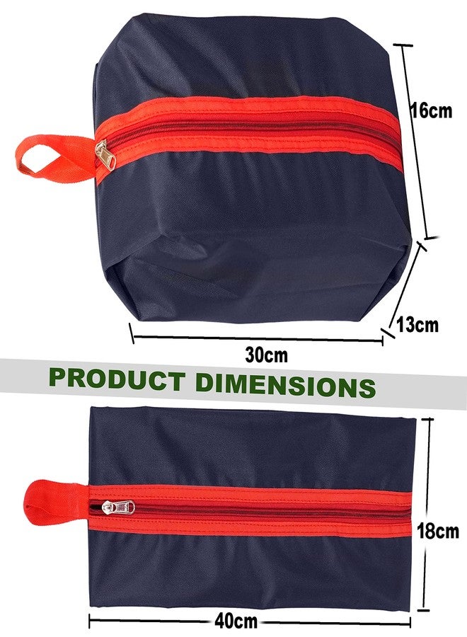 SNDIA Pack of 4 Reusable Shoe Bag for Travel & Storage Travel Organizer for Women & Men Travel Accessories Shoe Organizer Shoe Bags Pouches Shoe Cover for Travelling(40x13x18cm, Blue & Red) - Image 2