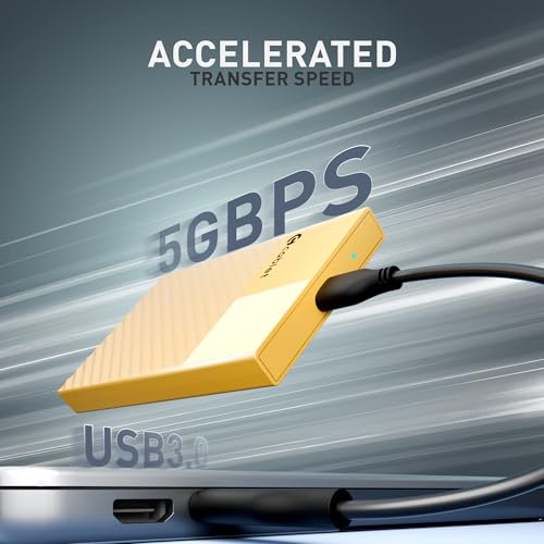 Cablet 2.5 Inch SATA USB 3.0 HDD/SSD Portable External Enclosure for 7mm and 9.5mm, Tool-Free Design, Supports UASP Max 6TB (HD2577-U3-YL) - Image 2
