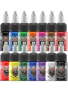 Hawink Hawink Tattoo Ink Set 1/2 oz (15ml) Tattoo Supply 14 Colors Pigment Kit Ink USA TI203-15-14  - Image 1