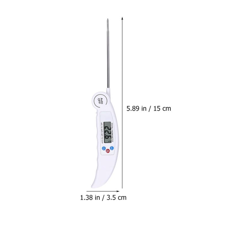 Digital Food Thermometer Folding Dustproof Probe Instant Read Kitchen Meat Temperature Measurer for BBQ Baking Milk Oil Water 50℃ to 300℃ (−58℉ to 572℉) White - Image 2