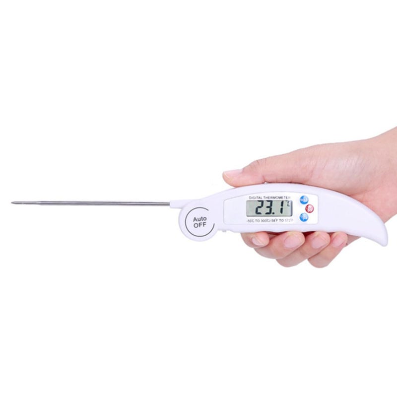 Digital Food Thermometer Folding Dustproof Probe Instant Read Kitchen Meat Temperature Measurer for BBQ Baking Milk Oil Water 50℃ to 300℃ (−58℉ to 572℉) White - Image 4