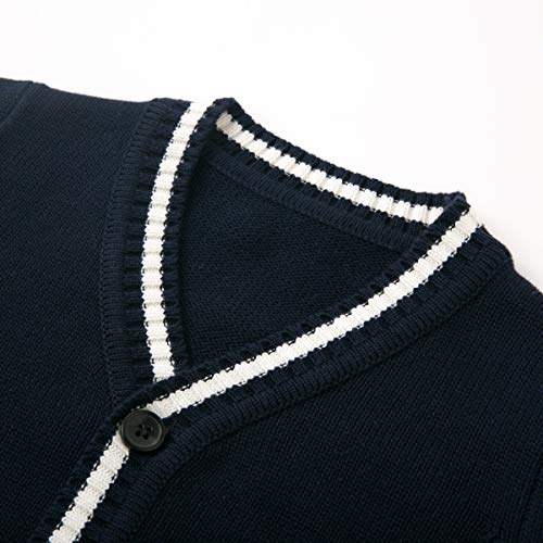 Curipeer Boys' V-Neck Cardigan Sweater Button Up School Uniform Navy 5-6T - Image 3