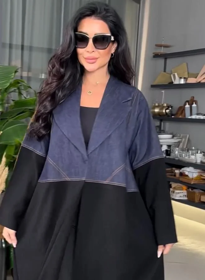Take Two  Blue Denim Panel Abaya for Women | Best Price UAE
