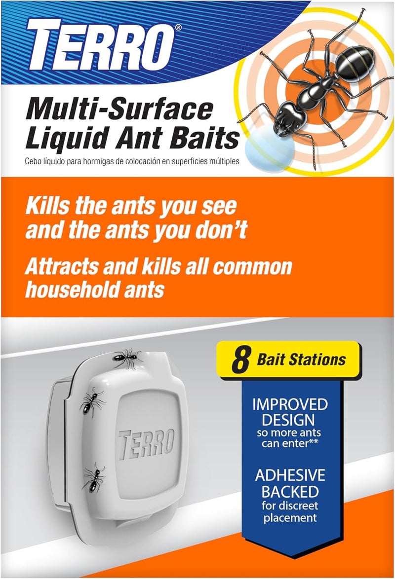 Terro Indoor Liquid Ant Baits with Adhesive Strips for Discreet Baiting - Ant Trap and Bait Station - 8 Pack - T334SR - Image 1