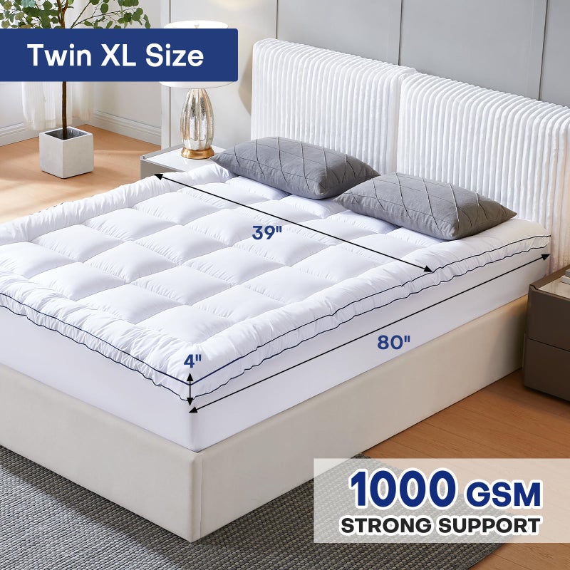 Vipfree Twin XL Dual Layer 4 Inch Memory Foam Mattress Topper, Relax Body, Relieve Pain and Aid Sleep - 2 Inch Fluffy Pillow Top Twin XL Mattress Topper and 2 Inch Cooling Gel Memory Foam, 2X Support - Image 2