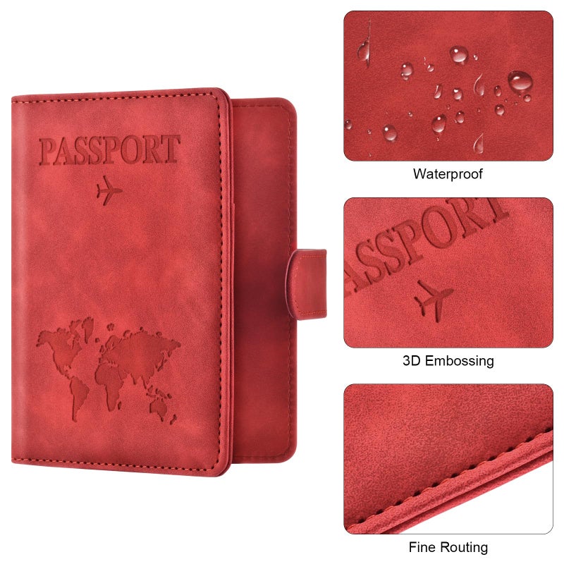 Eoehro Passport Holder for Travel Essentials, Passport Wallet Cover Case for Travel Must Haves Accessories,Passport Book Holders for Women and Men(red) - Image 5
