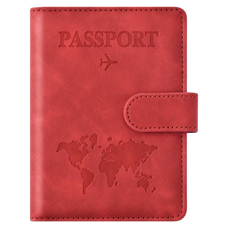 Eoehro Passport Holder for Travel Essentials, Passport Wallet Cover Case for Travel Must Haves Accessories,Passport Book Holders for Women and Men(red) - Image 1